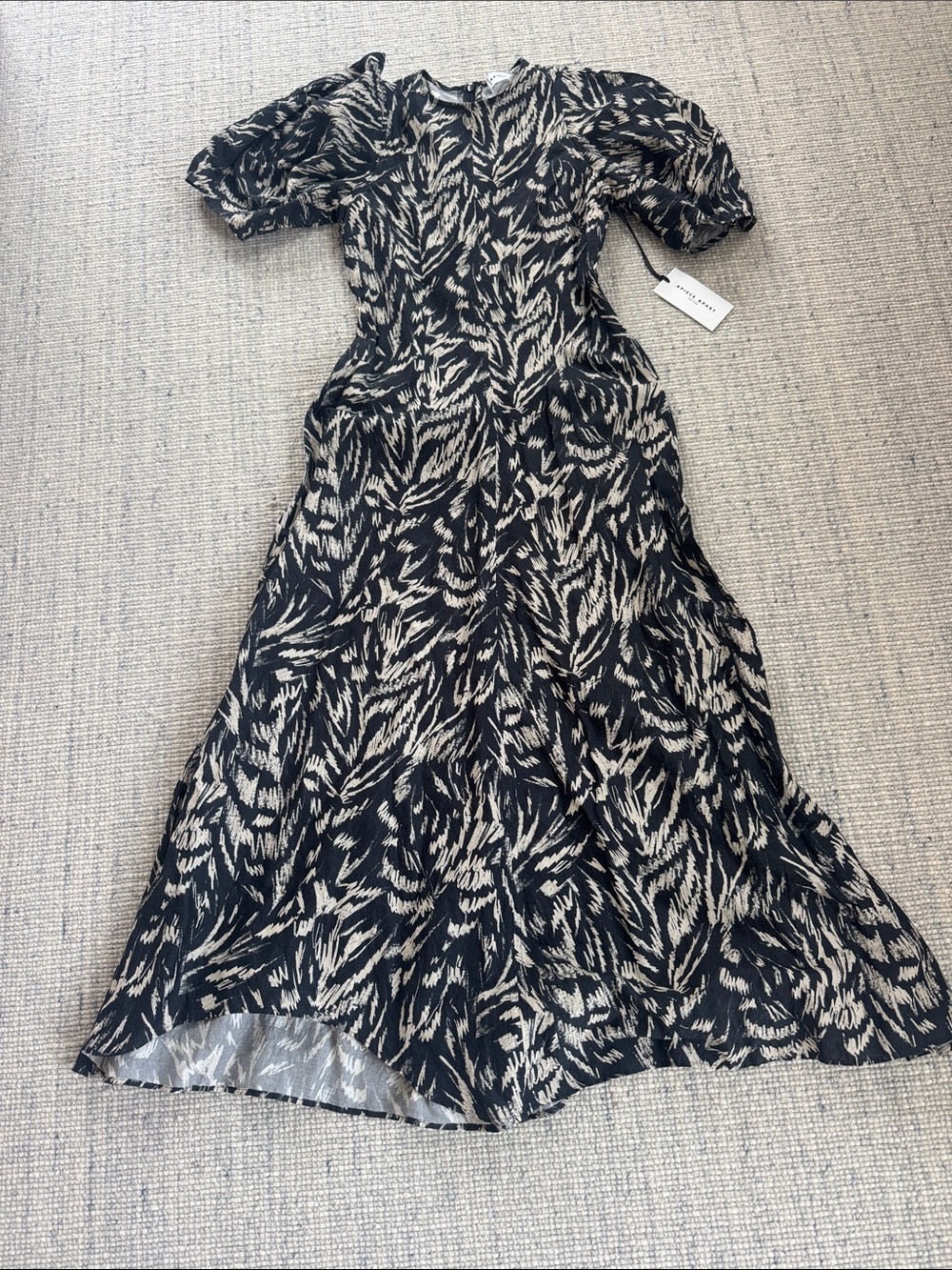 Women's navy and Cream Printed Midi Dress